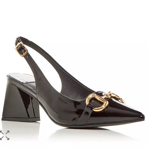 Jeffrey Campbell Nakita Patent Slingback Heels Horsebit Pointed Toe Black Size 9